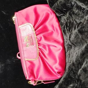 Coach Hot Pink Satin Clutch